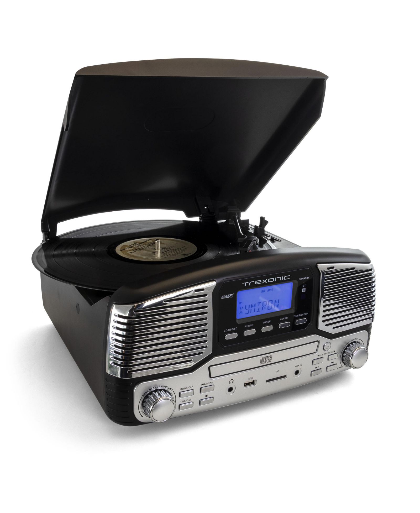 Trexonic Retro Wireless Bluetooth Record and CD Player