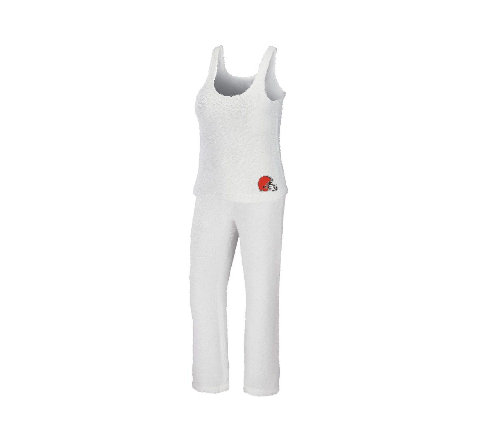 Women's WEAR by Erin Andrews комплект для сна: топ с вырезом лодочкой и брюки, цвет Cream Cleveland Browns