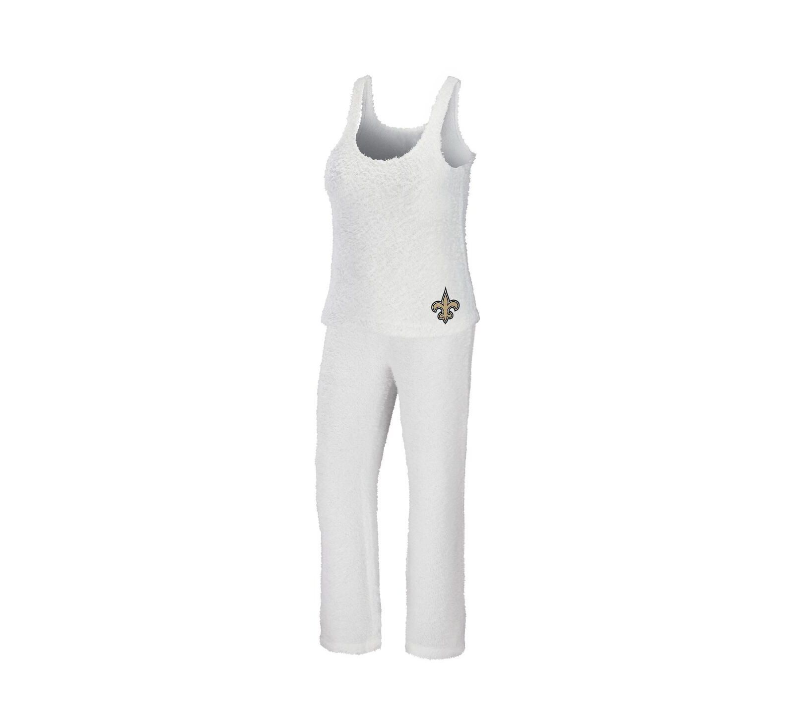 Женский комплект WEAR by Erin Andrews Cream New Orleans Saints Cozy Scoop Neck Tank Top Pants Sleep Set