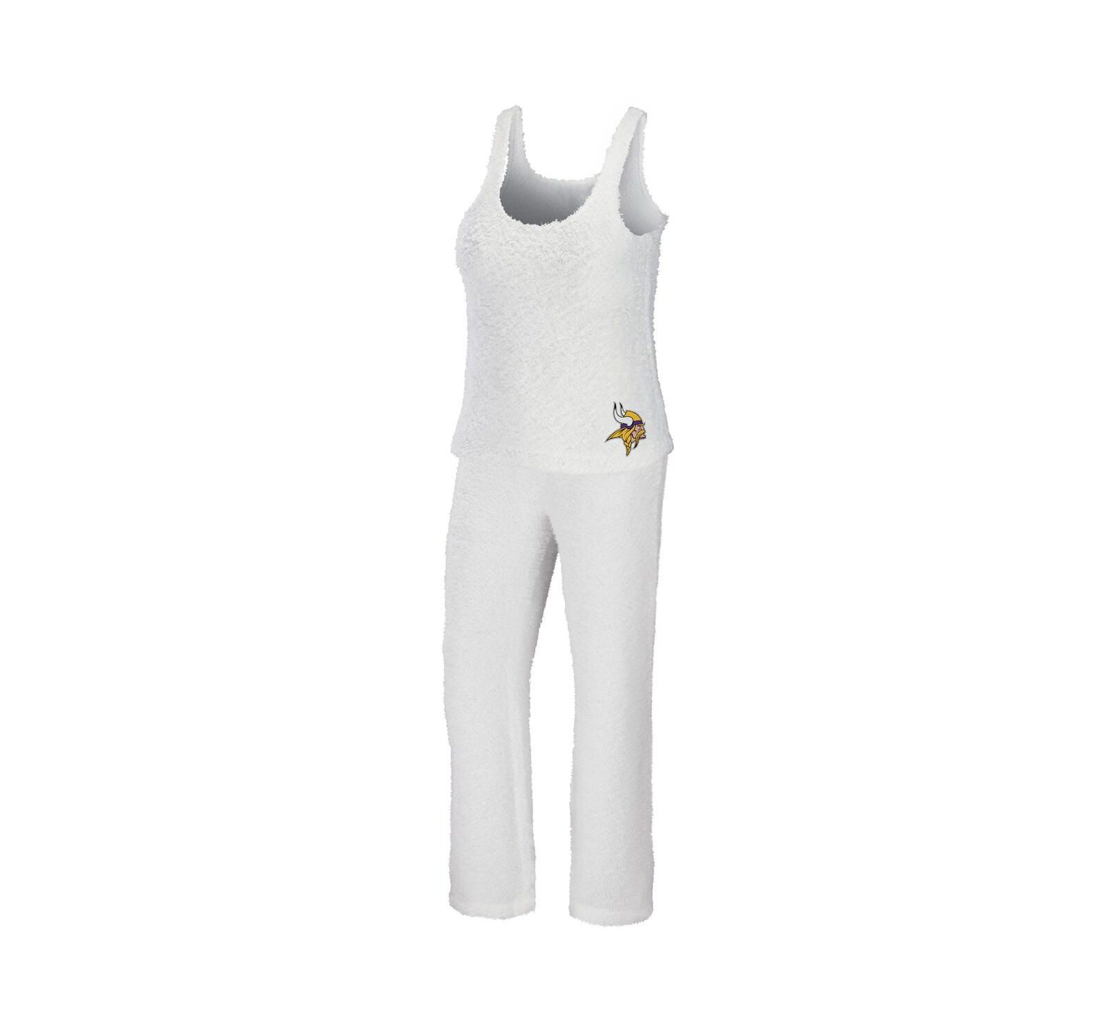 Women's WEAR by Erin Andrews Cream Minnesota Vikings Cozy Scoop Neck Tank Top Pants Sleep Set
