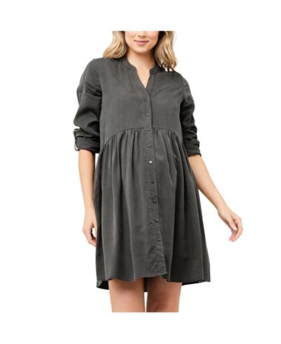 Материнское платье Ripe Maternity Demi Tencel на пуговицах, оливковое