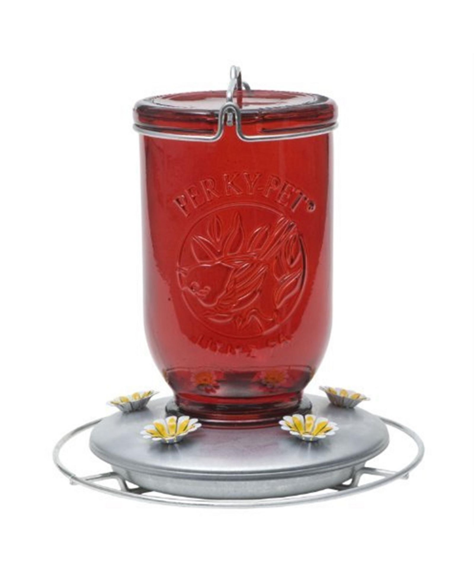 Perky-Pet стеклянная кормушка для колибри Red Mason Jar 32oz