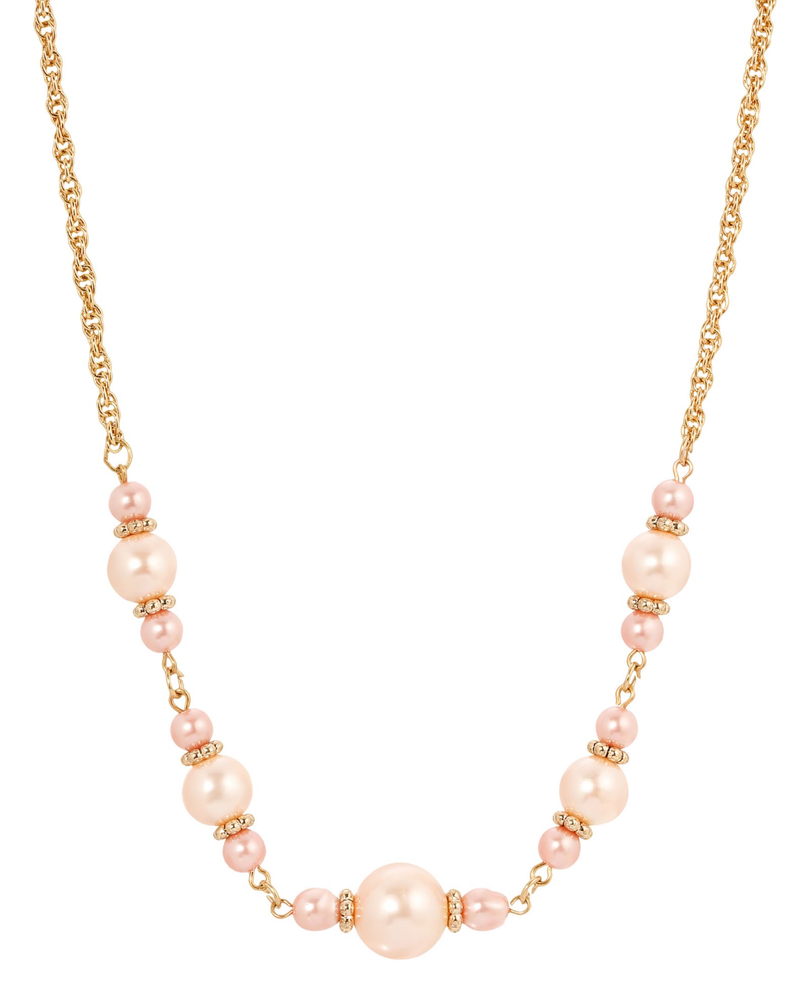 2028 Pink Imitation Pearl Beaded Necklace