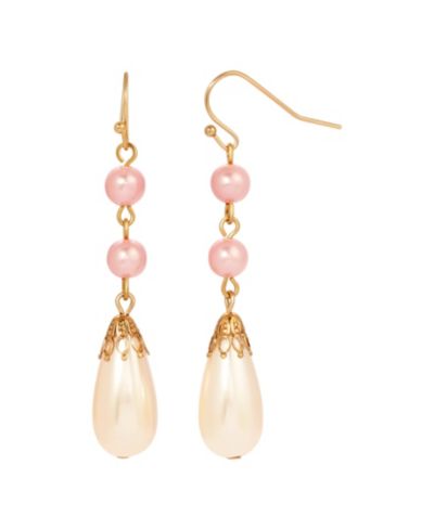 2028 Pink and White Imitation Pearl серьги
