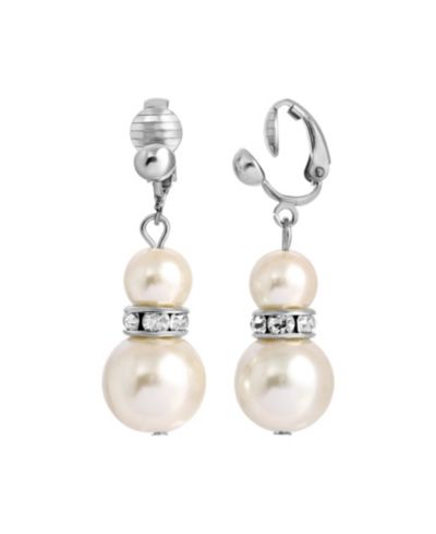 Серьги-клипсы 2028 Graduated Faux Imitation Pearl and Crystal