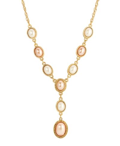 Ожерелье 2028 Pink Imitation Pearl Y-Necklace