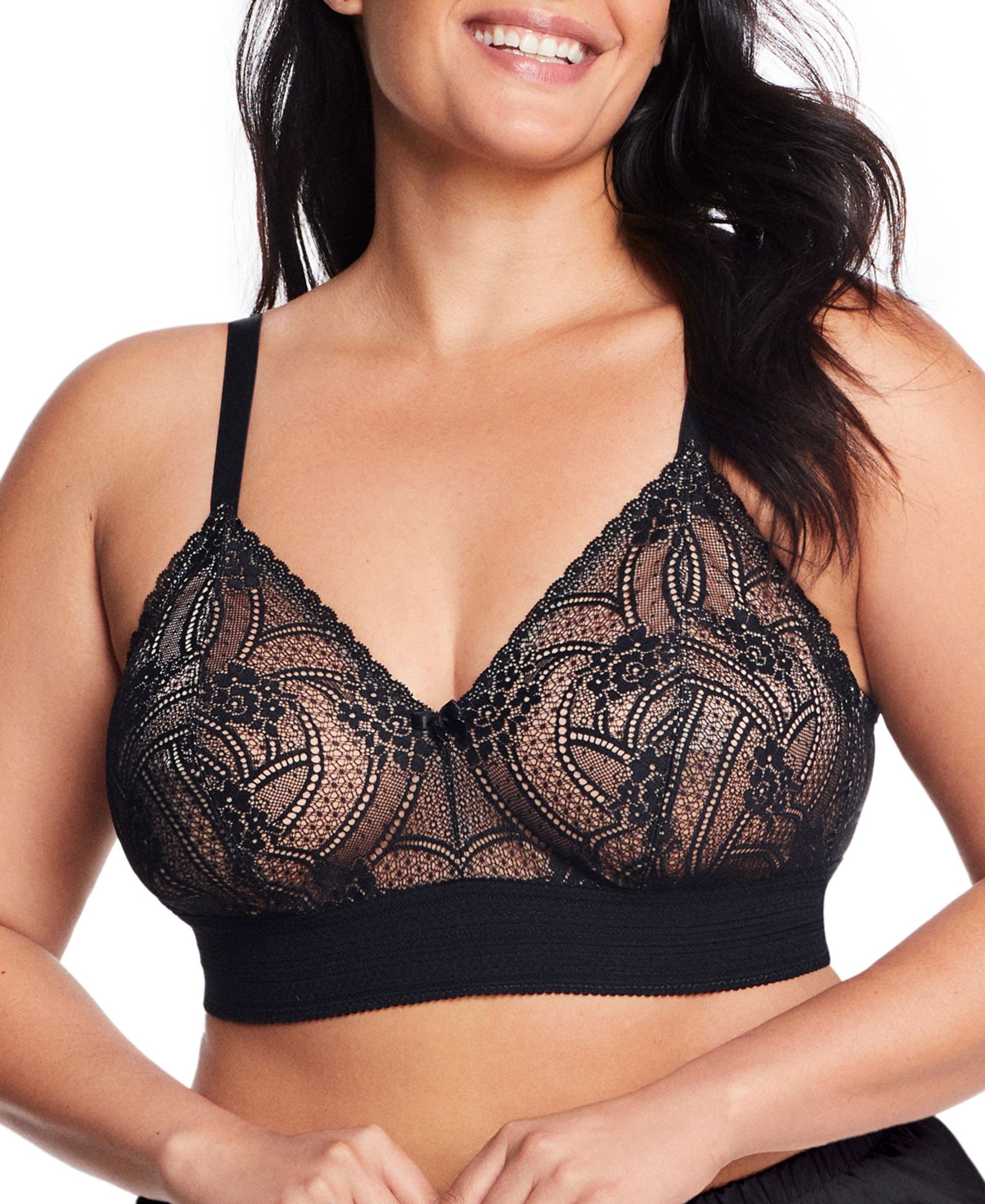 Glamorise Plus Size Full Figure Bramour Gramercy Luxe Lace Wireless Bralette 7012