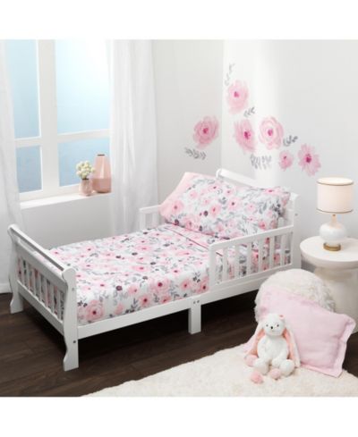 Bedtime Originals Blossom набор постельного белья для малышей, 4 предмета, розовый/серый цветочный принт