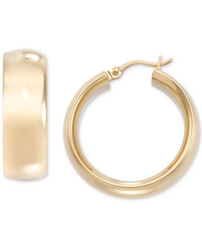 Серьги-кольца Macy's Wide Polished Small Hoop Earrings in 14k Gold-Plated Sterling Silver, 20mm
