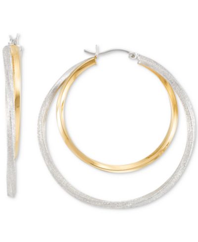 Серьги-кольца Double Medium, 14k двухцветное напыление на стерлинговом серебре, 40mm