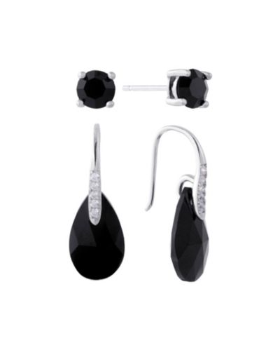Gianni Bernini 2-Pair Crystal Teardrop Stud Earrings Set (1.34 ct. t.w.) in Sterling Silver