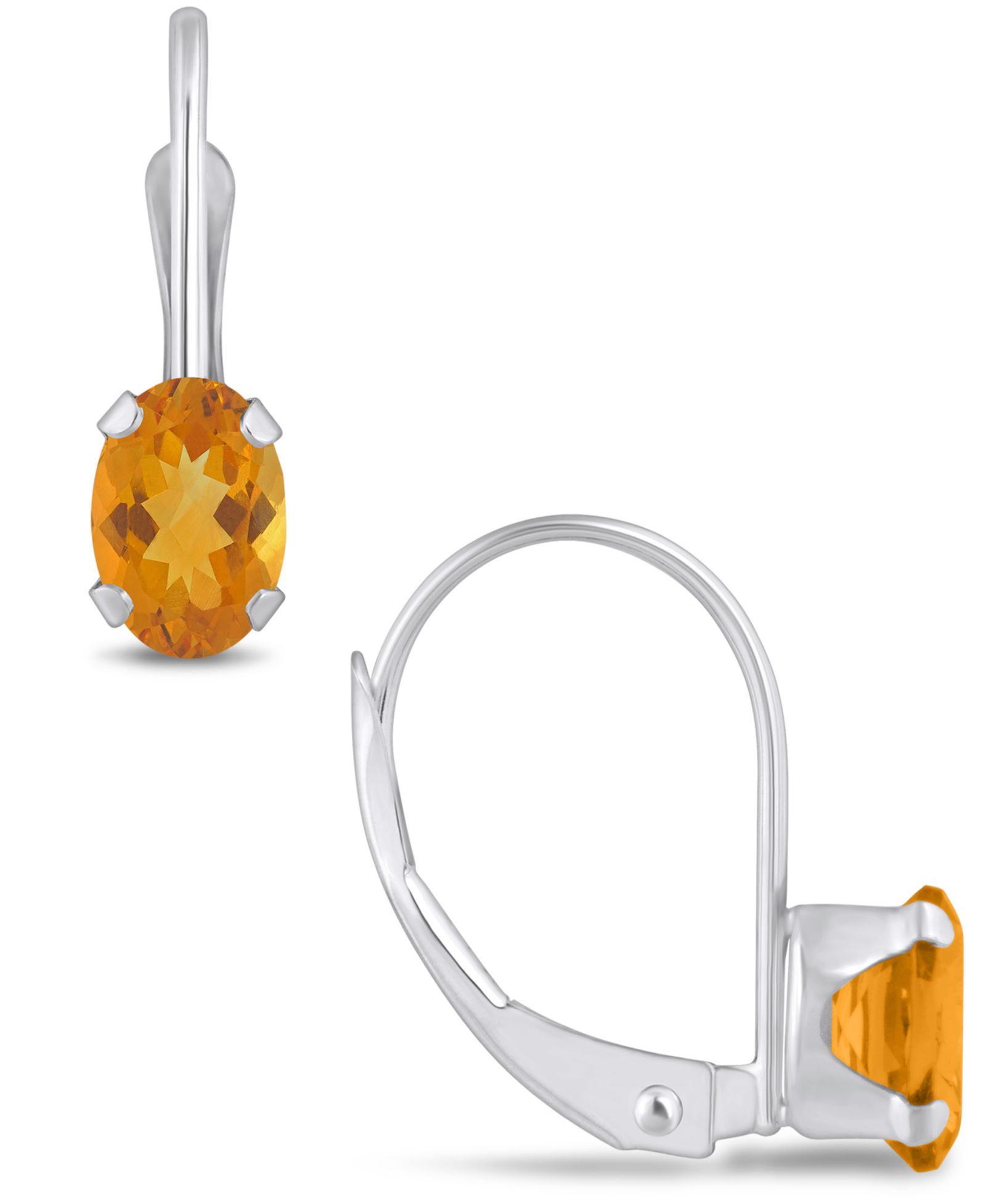 Серьги с камнями и застежкой Leverback в 10K White Gold