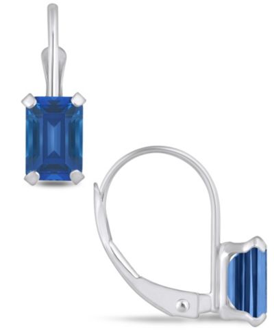 Macy's Gemstone Leverback Earrings in 10K White Gold