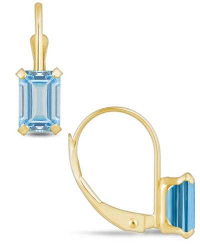 Macy's Серьги-подвески Aquamarine (1-1/10 Ct. T.W.) в желтом или белом золоте 10K