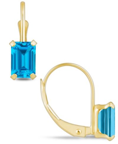 Macy's Gemstone Leverback Earrings in 10K Yellow Gold
