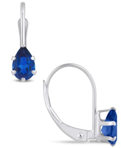 Серьги Macy's Gemstone Leverback в белом золоте 10K