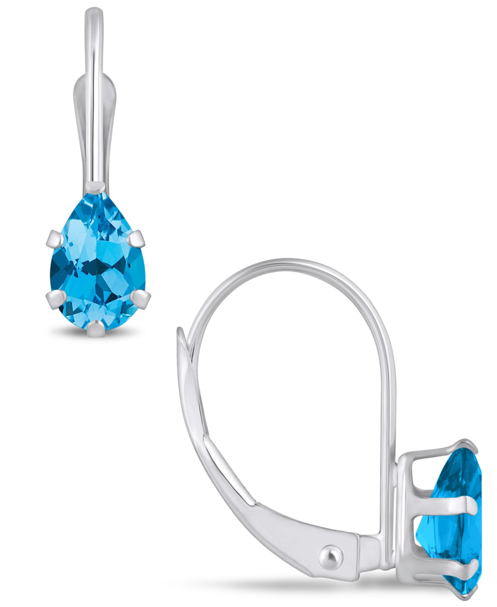 Macy's Gemstone Leverback Earrings in 10K White Gold