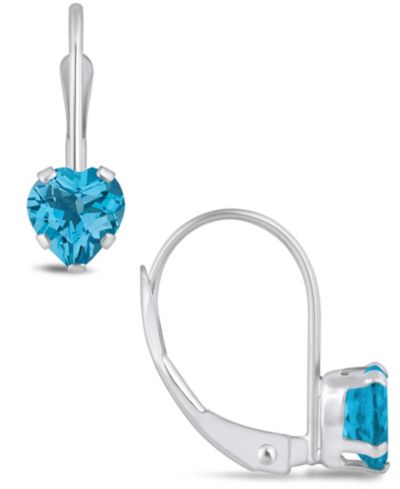 Macy's Gemstone Leverback Earrings in 10K White Gold