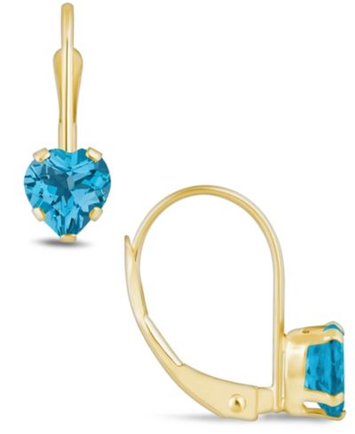 Macy's Gemstone Leverback Earrings in 10K Yellow Gold