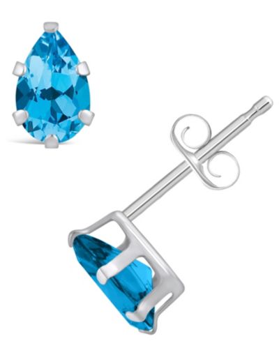 Серьги-гвоздики с драгоценными камнями, 10k White Gold