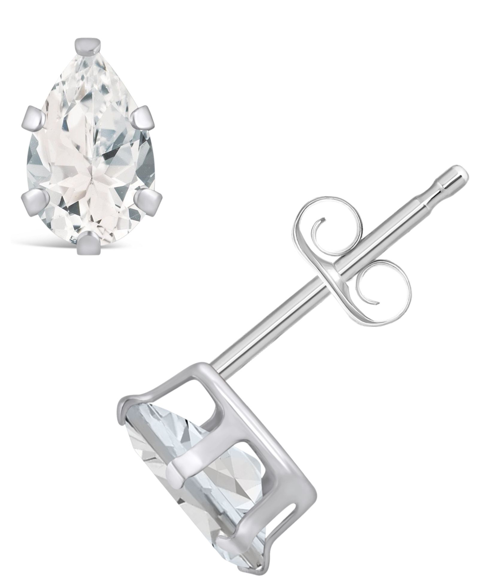 Серьги-гвоздики с драгоценными камнями, 10k White Gold