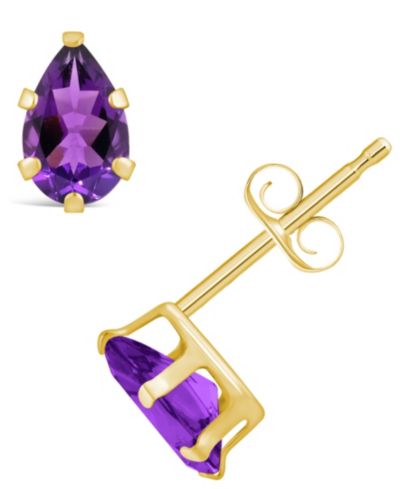 Серьги-гвоздики Macy's Gemstone из желтого золота 10k