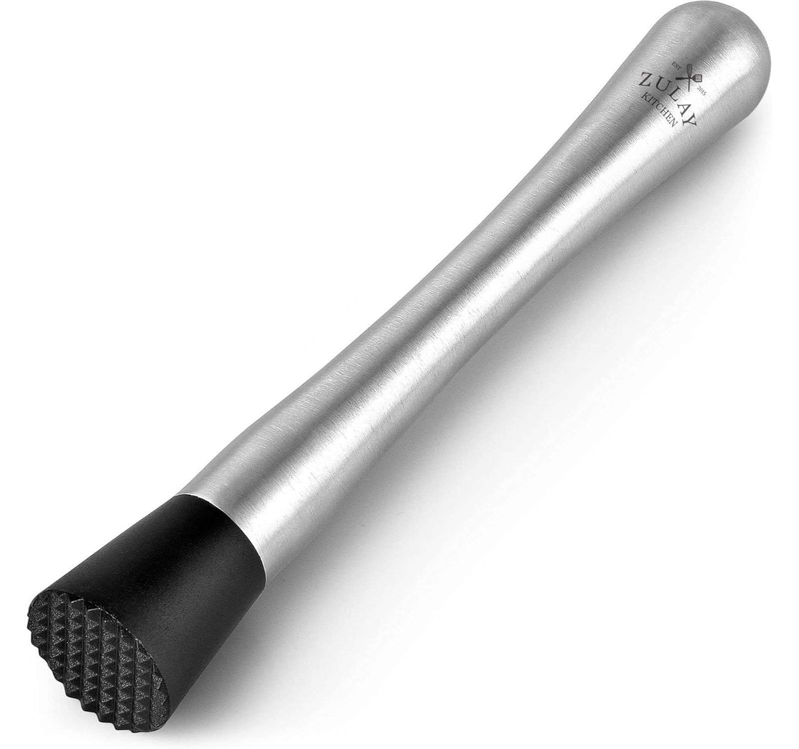 Zulay Kitchen Professional Stainless Steel Cocktail Muddler with Grooved Nylon Head