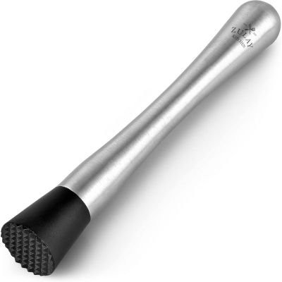 Zulay Kitchen Professional Stainless Steel Cocktail Muddler with Grooved Nylon Head