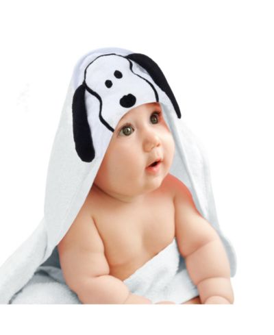Хлопковое полотенце с капюшоном Lambs & Ivy Snoopy для младенцев - White