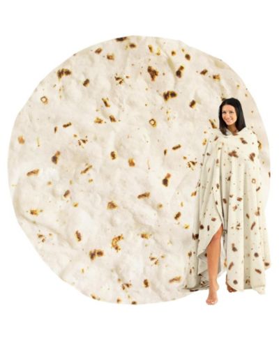 Zulay Kitchen Burrito Tortilla Throw Blanket - Giant Double-Sided Tortilla Blanket for Adult and Kids - 285 GSM (80" Double Sided)