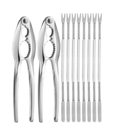 Zulay Kitchen Heavy Duty 10-Piece Crab Leg Crackers and Tools Set & Sharp Tines