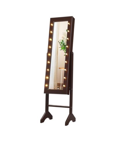 Costway зеркальный шкаф-органайзер для украшений с 18 LED lights