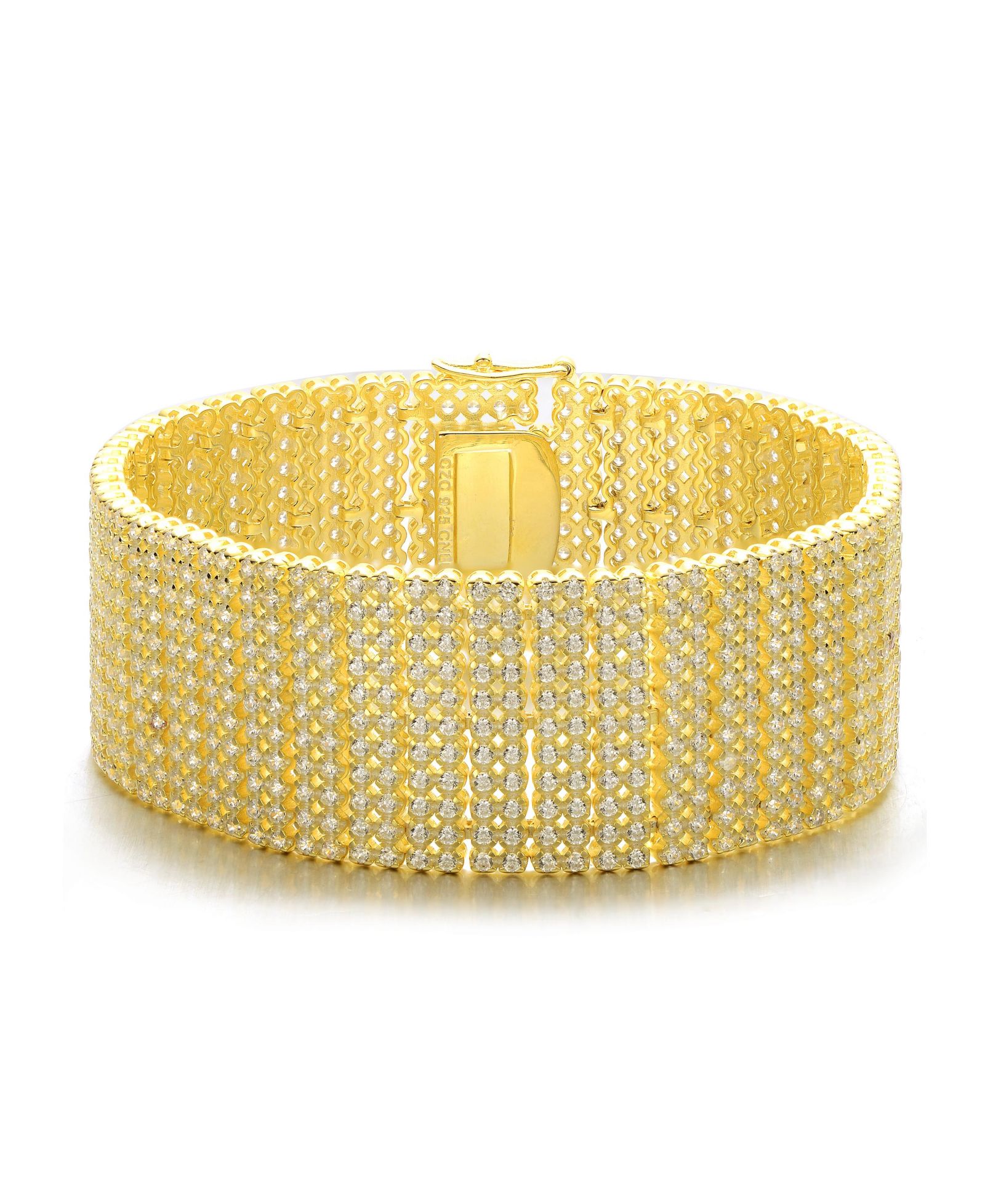 Женский браслет Genevive 14K Gold Plated Cubic Zirconia Paved-Cuff