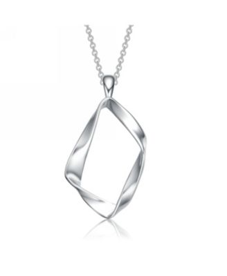 Elegant Sterling Silver with White Gold Plated Twisted Halo Necklace