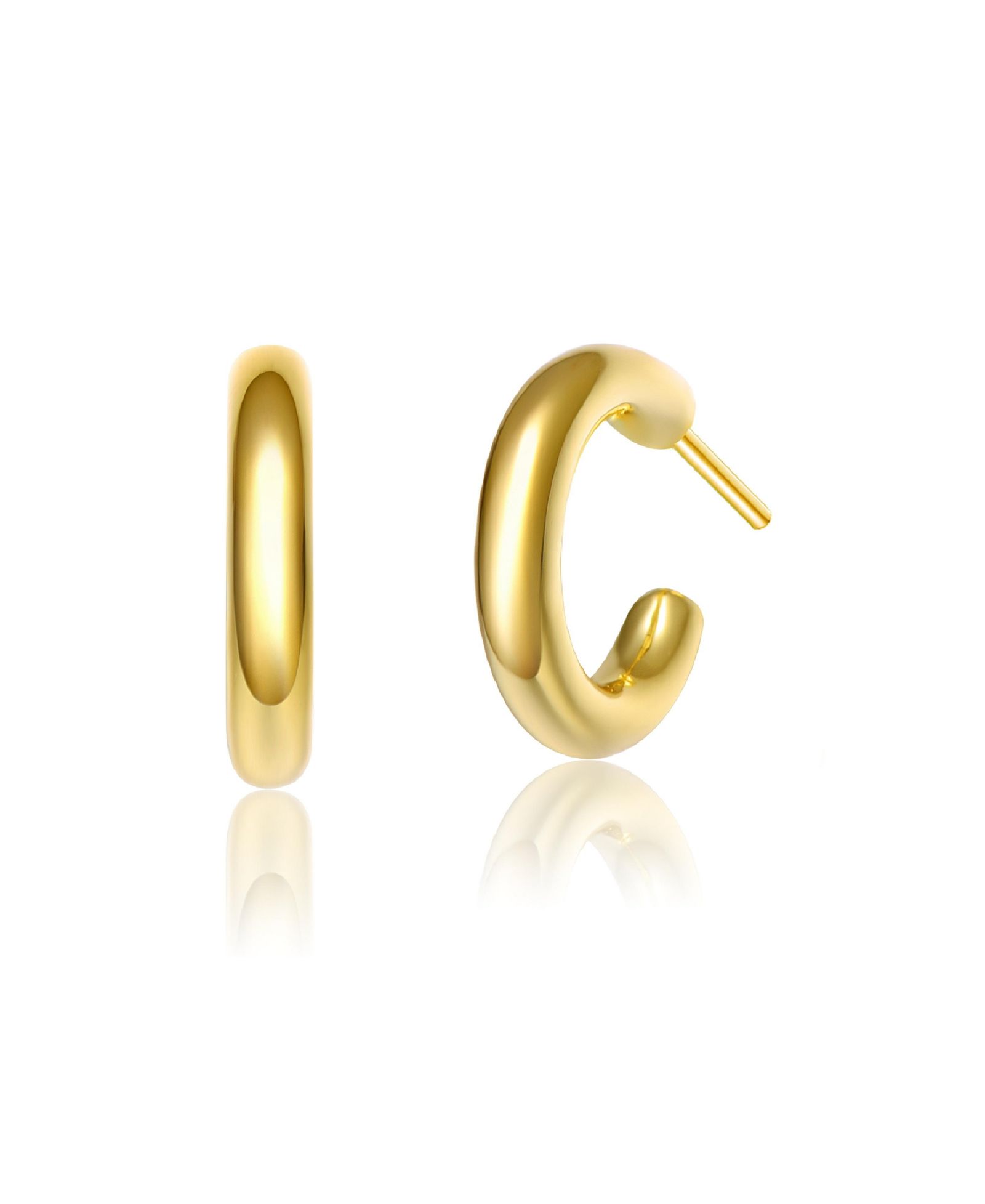 Серьги-кольца Genevive из стерлингового серебра с напылением 14K Gold и кубическим цирконием