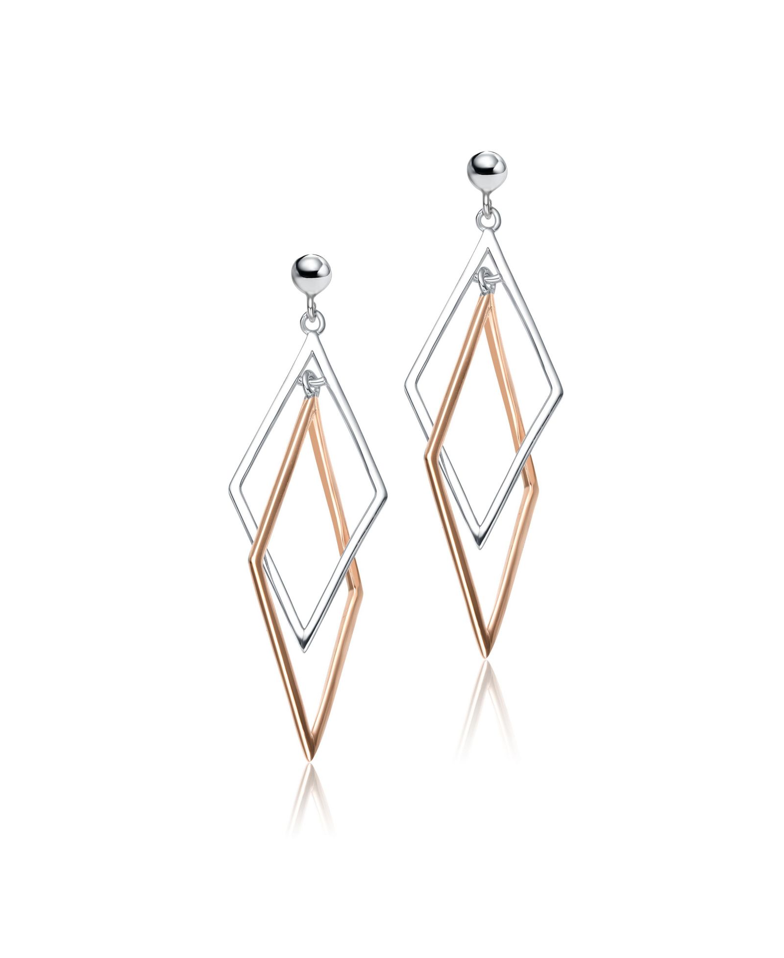 Длинные серьги из стерлингового серебра Two-Tone