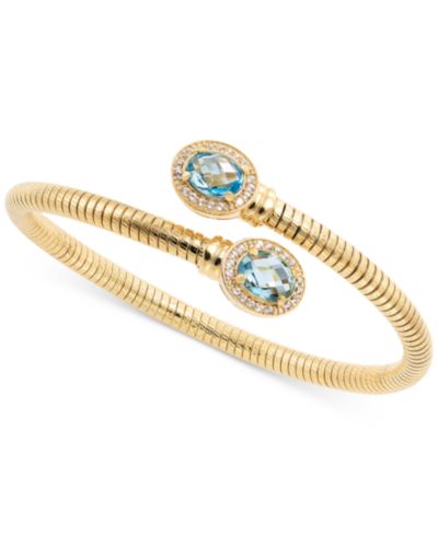 Браслет-бэнгл Multi-Topaz Bypass (3-5/8 ct. t.w.) в 14k Gold-Plated Sterling Silver