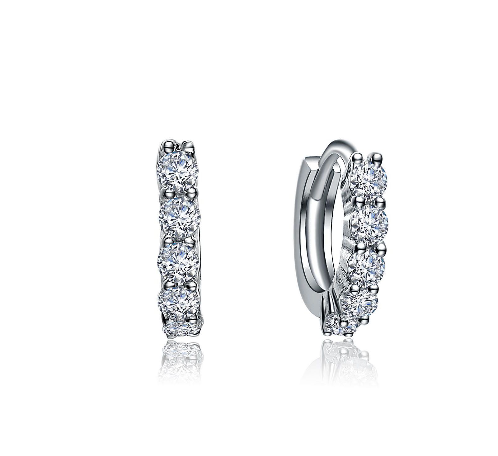 Rachel Glauber Dainty 12MM Sparkling CZ Extra Mini Huggie Hoop Earrings