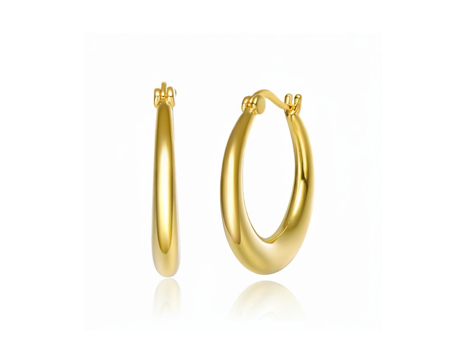 Rachel Glauber Elegant High-Polish 14K Gold Plated Saddleback Hoop Earrings