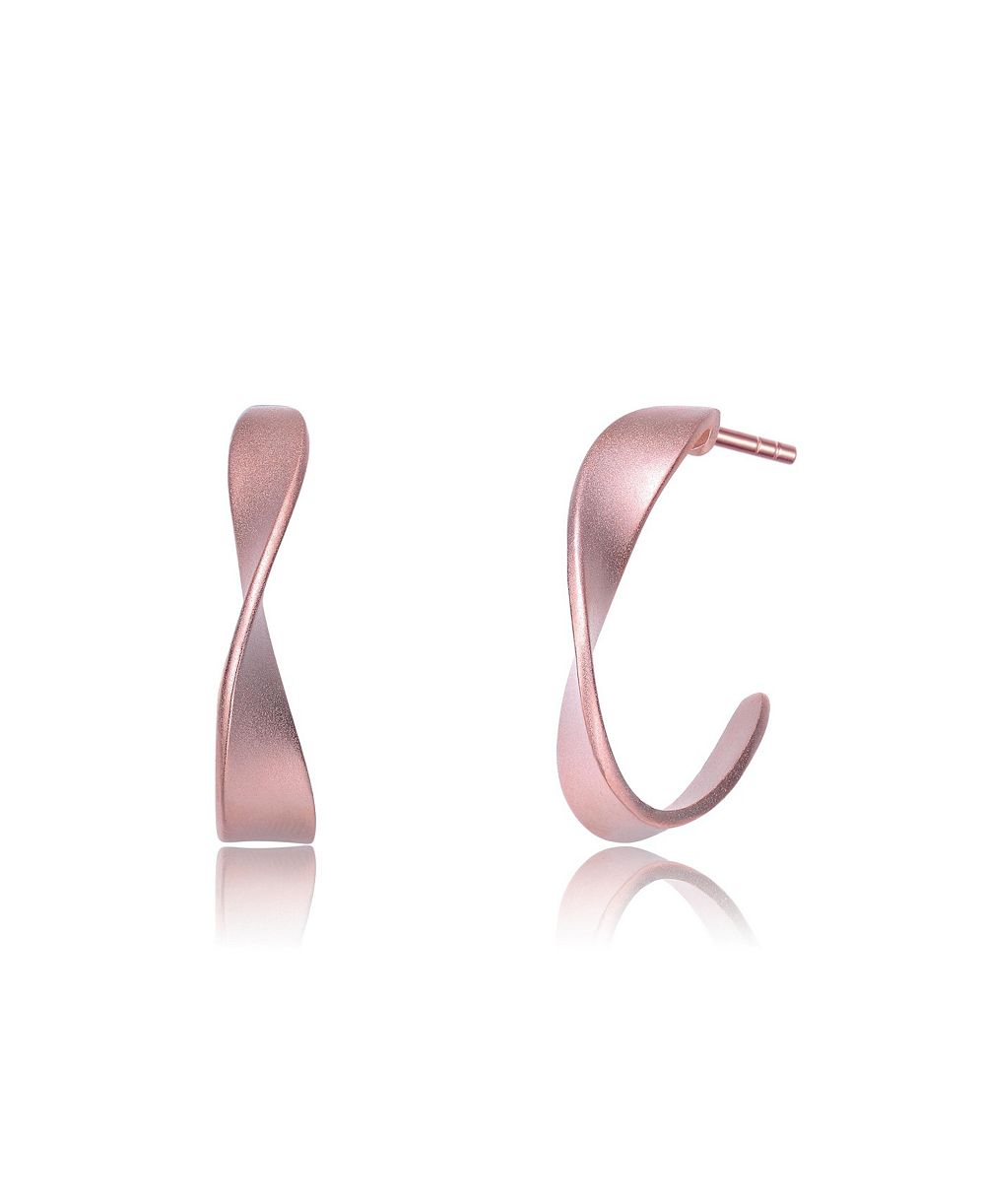 Genevive Classy Sterling Silver Matte Finish Twisted Hoop Earrings