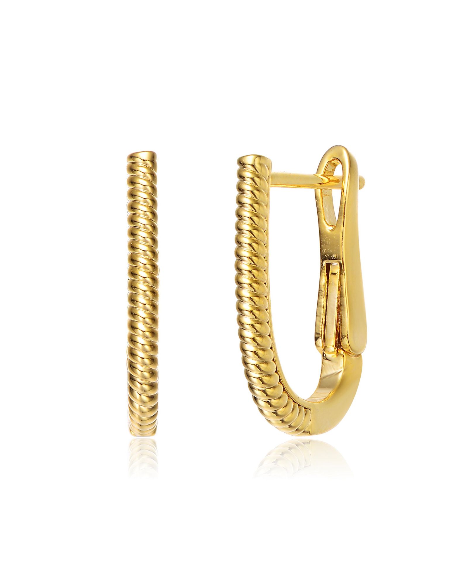 Rachel Glauber Delicate "U" Small Wave Design Hoop Earrings for Women