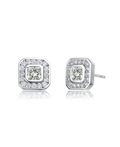 Exclusive серьги-гвоздики с кубическим цирконием и напылением Rhodium
