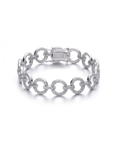 Genevive Sterling Silver Cubic Zirconia Circle Link Bracelet