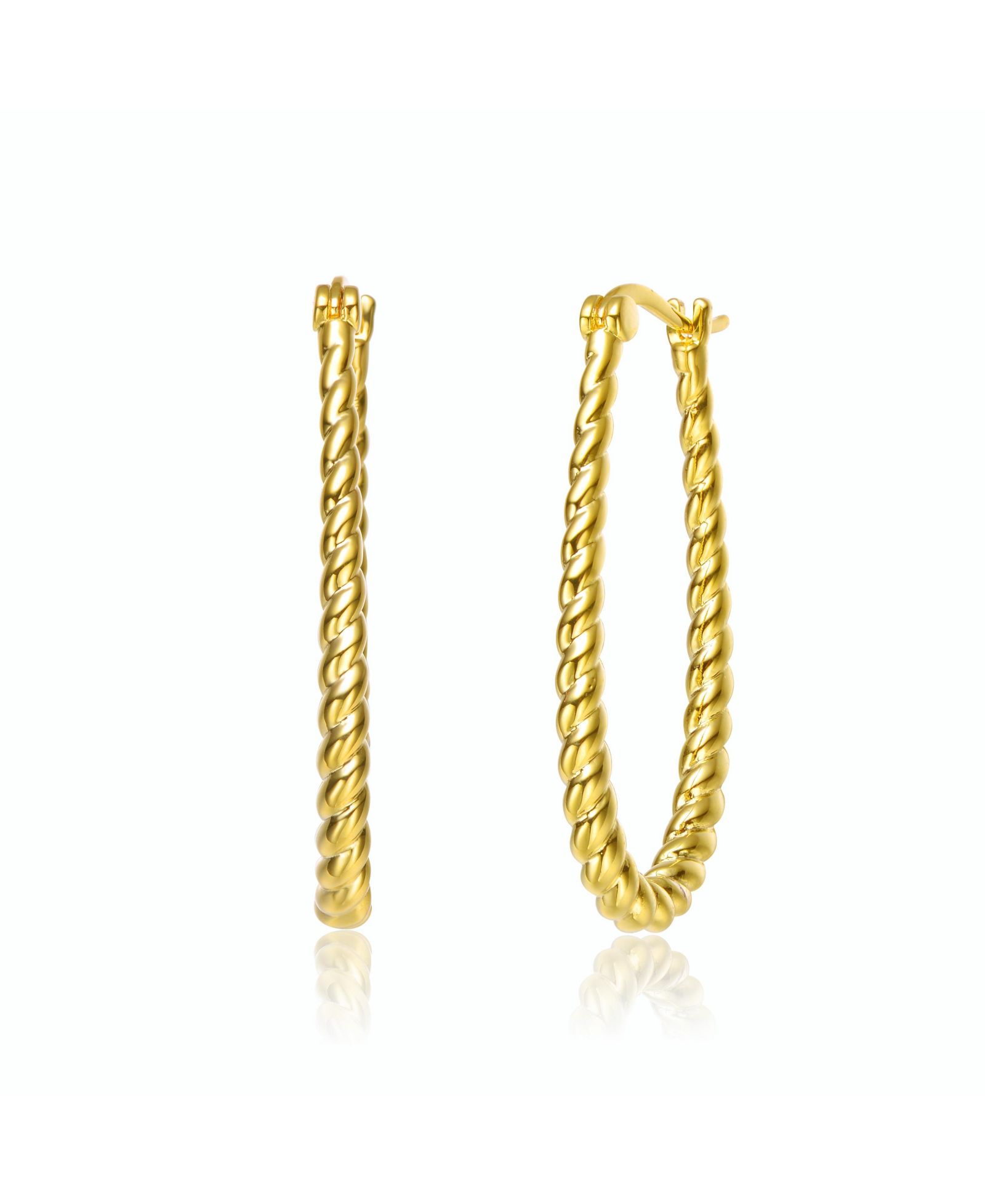 Серьги-кольца Rachel Glauber Elegant 14K Gold Plated Twisted "U" Large