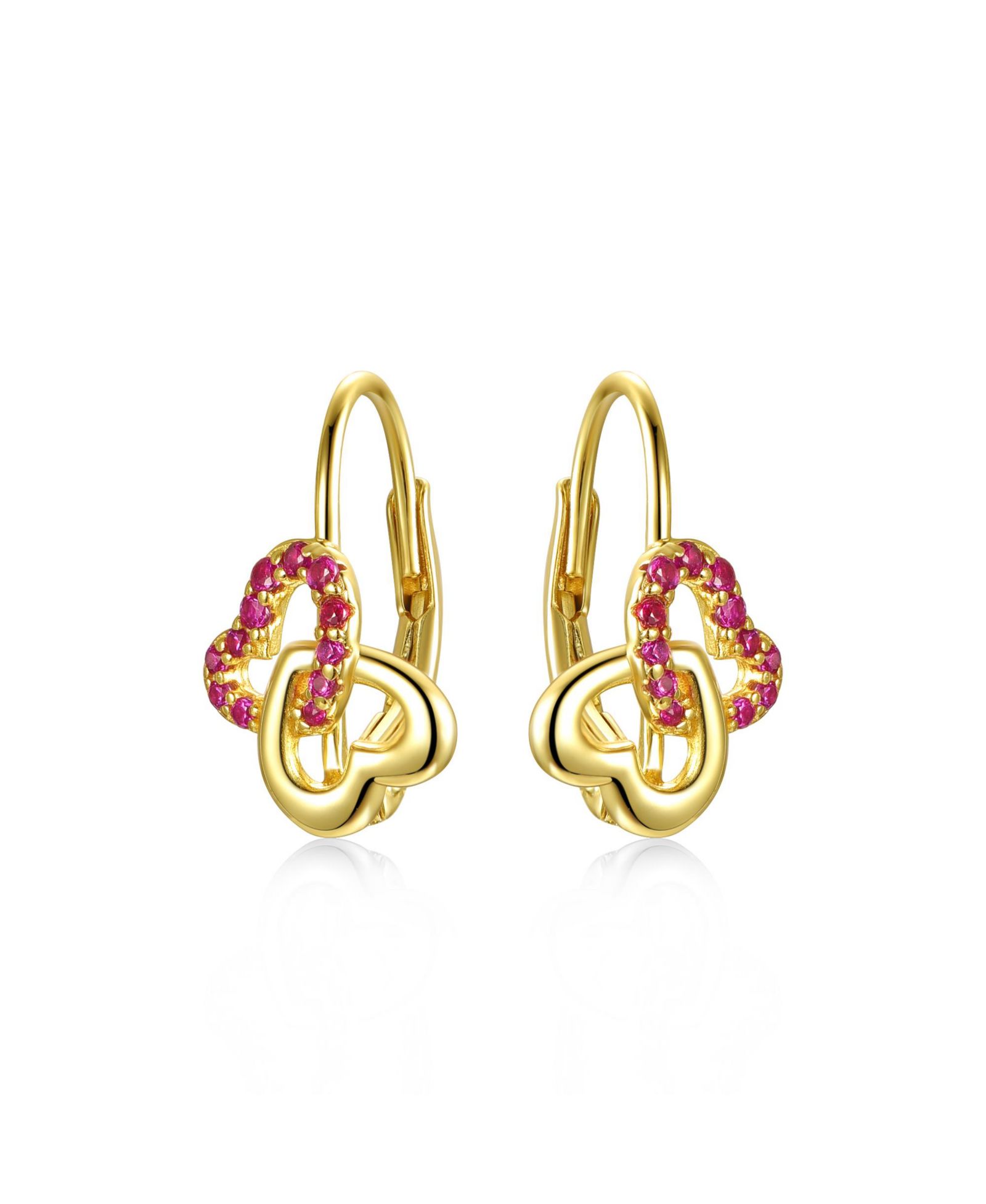 GiGiGirl Timeless Plated Double Heart Halo Drop Leverback Earrings
