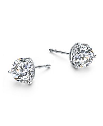 Rachel Glauber Elegant 3-Prong Martini Solitaire Stud Earrings