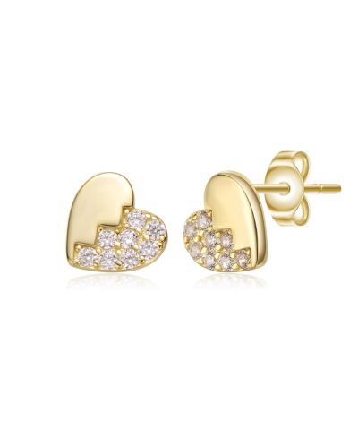Серьги-гвоздики GiGiGirl Heart Stud CZ Pave, 14K Gold Plated Sterling Silver