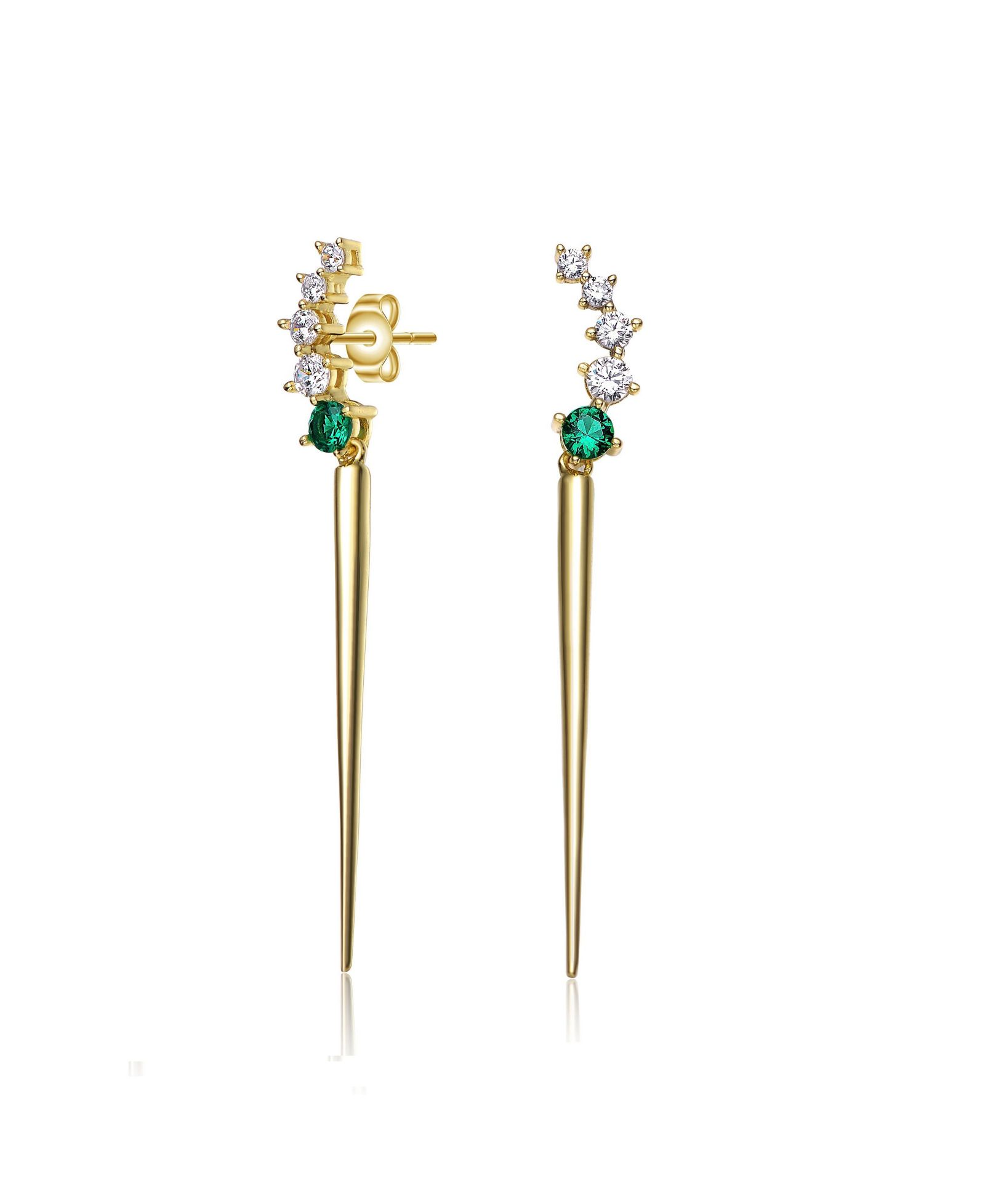Genevive Striking 14K Gold Plated CZ Waterfall Spike Drop Earrings