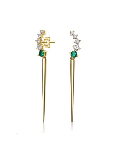 Genevive серьги-подвески с позолотой 14K и CZ Waterfall Spike