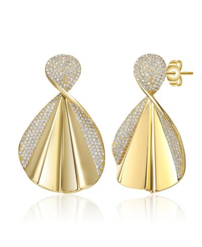 Серьги-подвески Rachel Glauber 14K Gold Plated Dangle CZ Statement